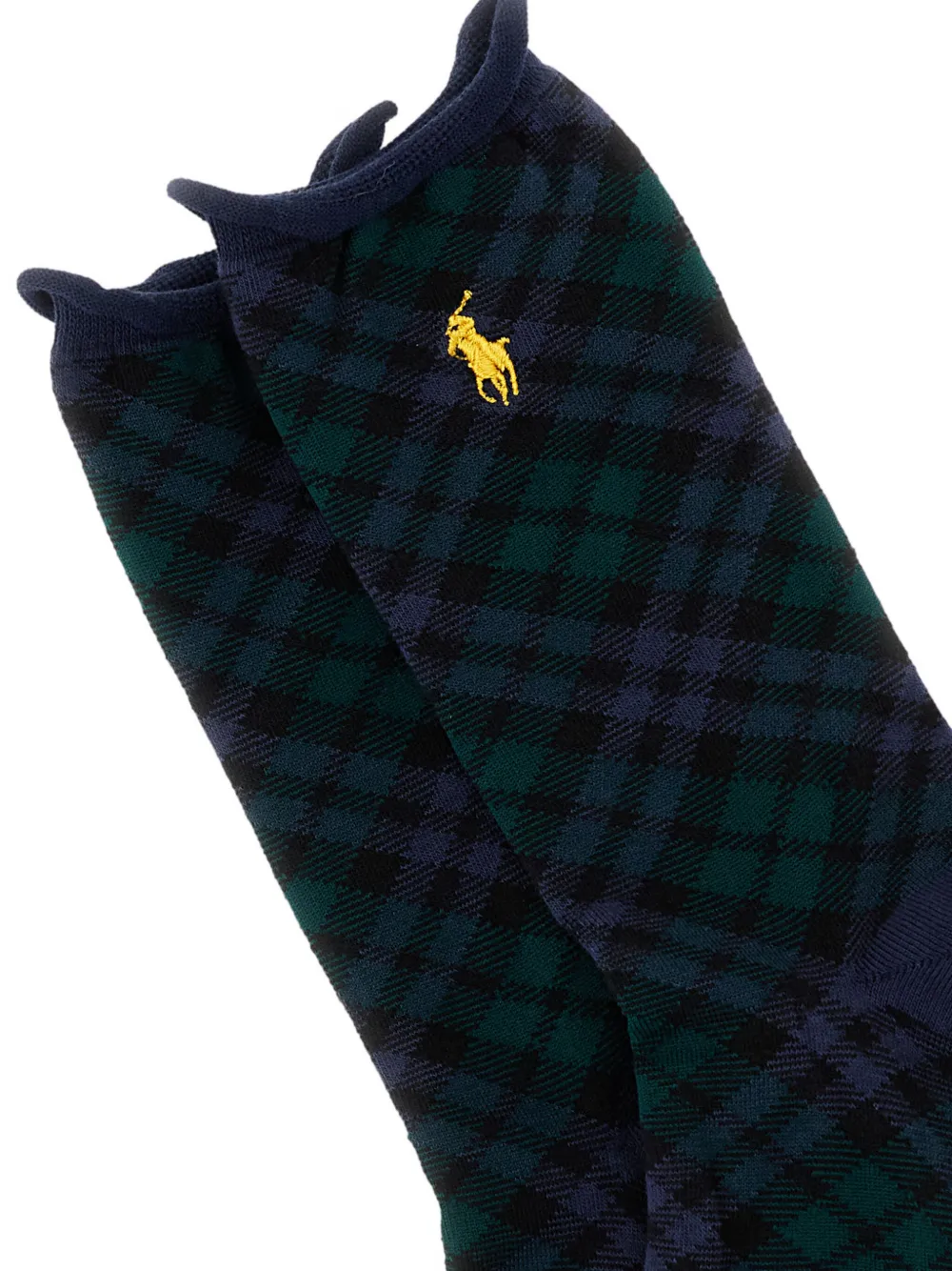 Polo Ralph Lauren Plaid-pattern Logo-detail Socks In Blue