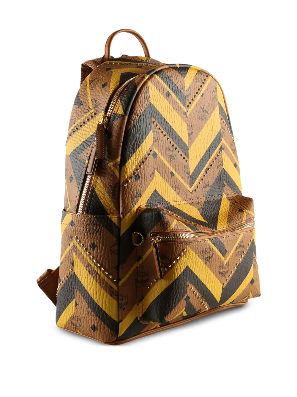 MCM Rugzak met chevronprint Bruin