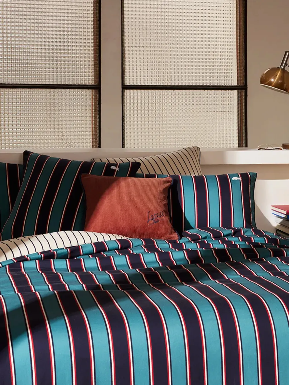 Lacoste striped duvet cover - Blauw