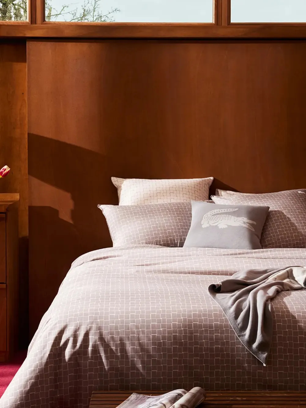 Lacoste jacquard grid duvet cover - Grijs