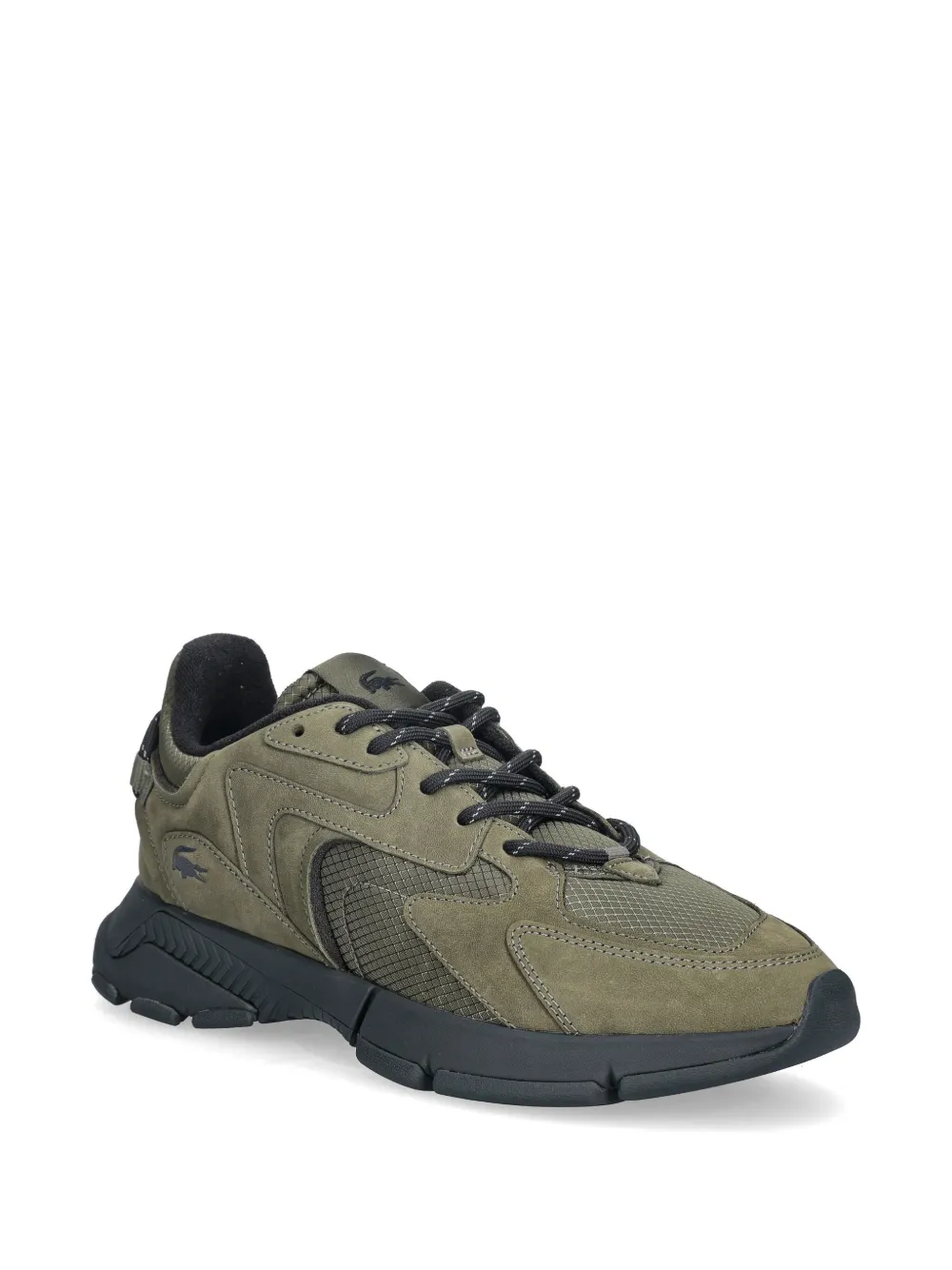 Lacoste panelled logo-patch sneakers Groen
