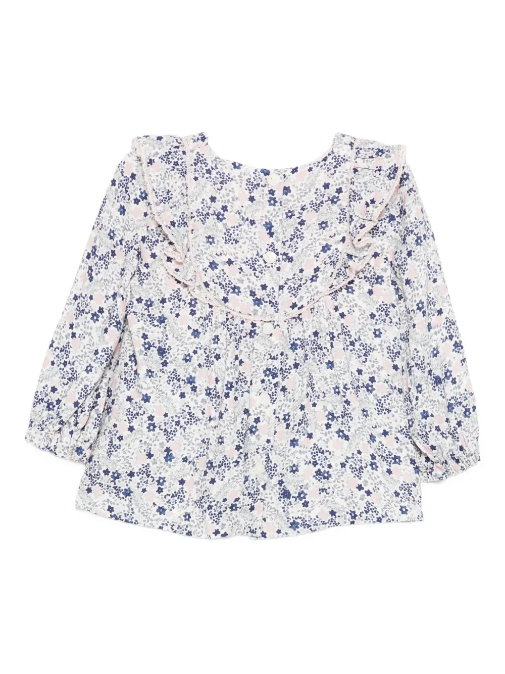 Tartine Et Chocolat floral-print ruffled blouse - Blauw