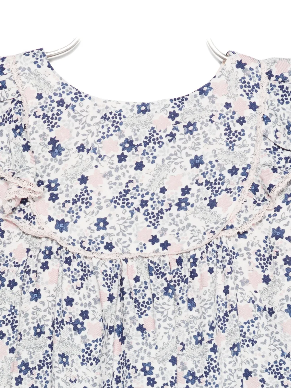 Tartine Et Chocolat Floral-print Ruffled Blouse In Blue