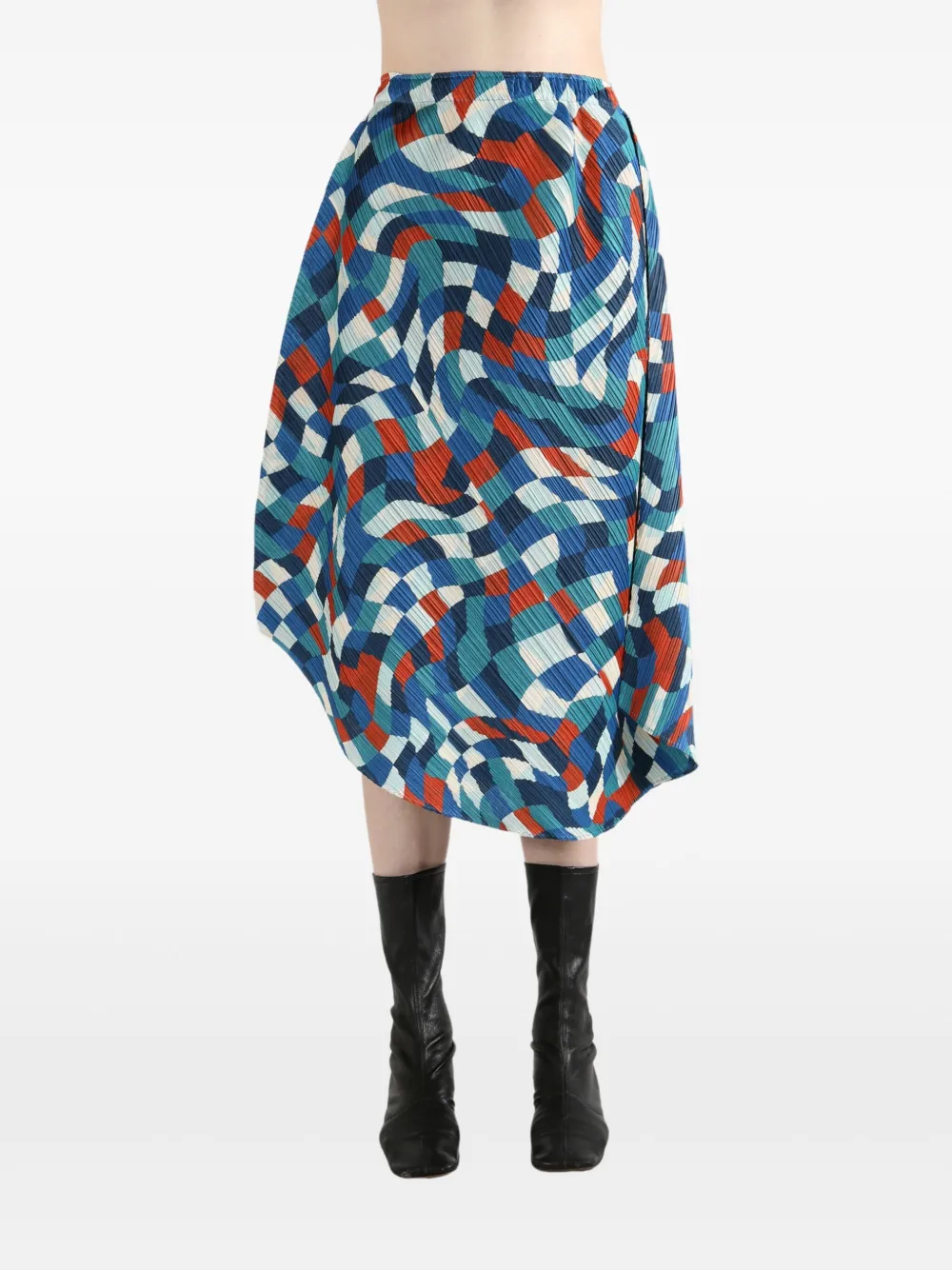 Pleats Please Issey Miyake geometric-pattern skirt | Asymmetric & Draped Skirts | Image 2