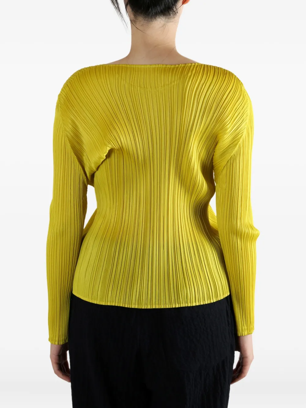 Pleats Please Issey Miyake Geplooide top Geel