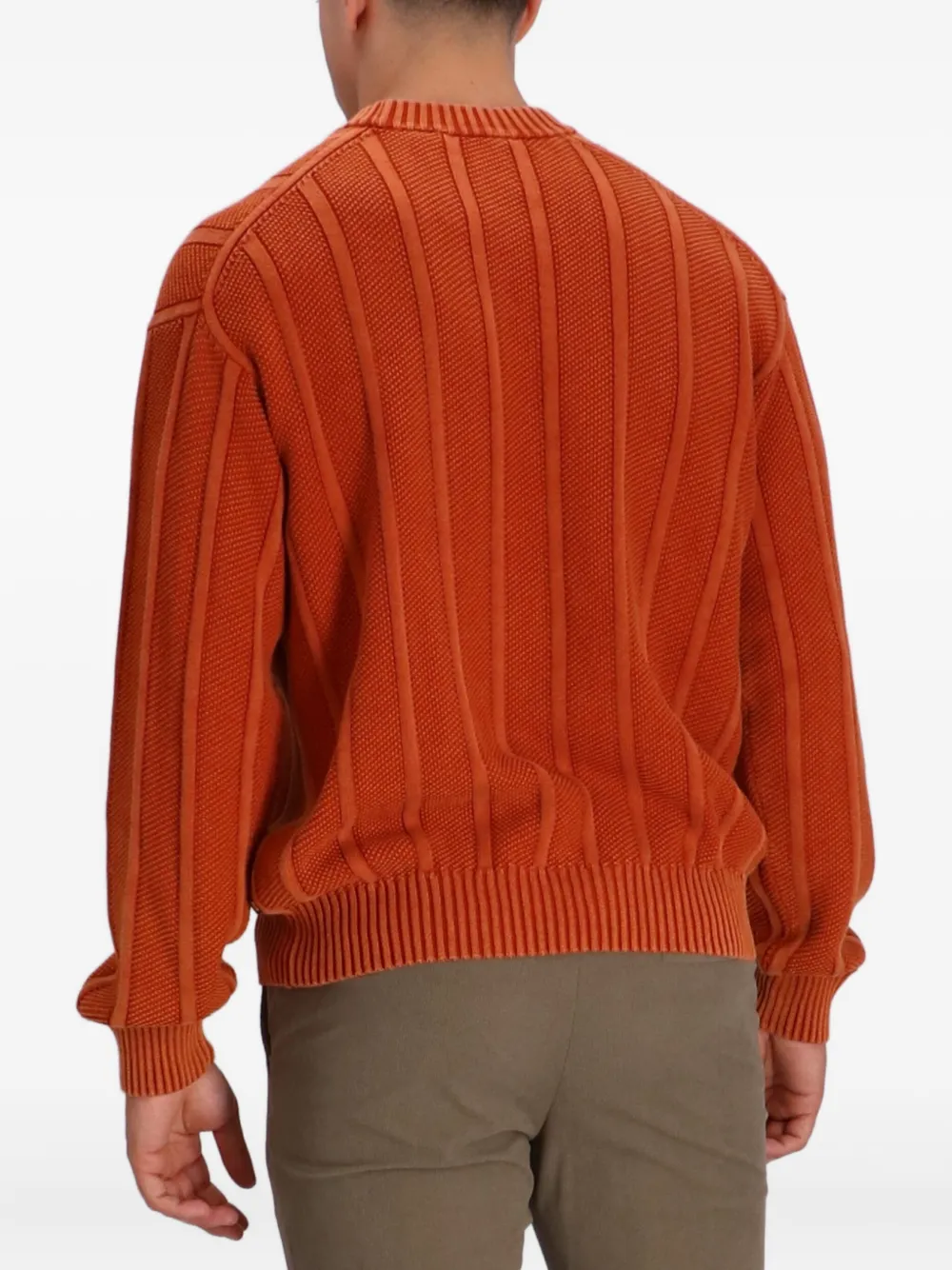 BOSS Geribbelde katoenen trui Oranje