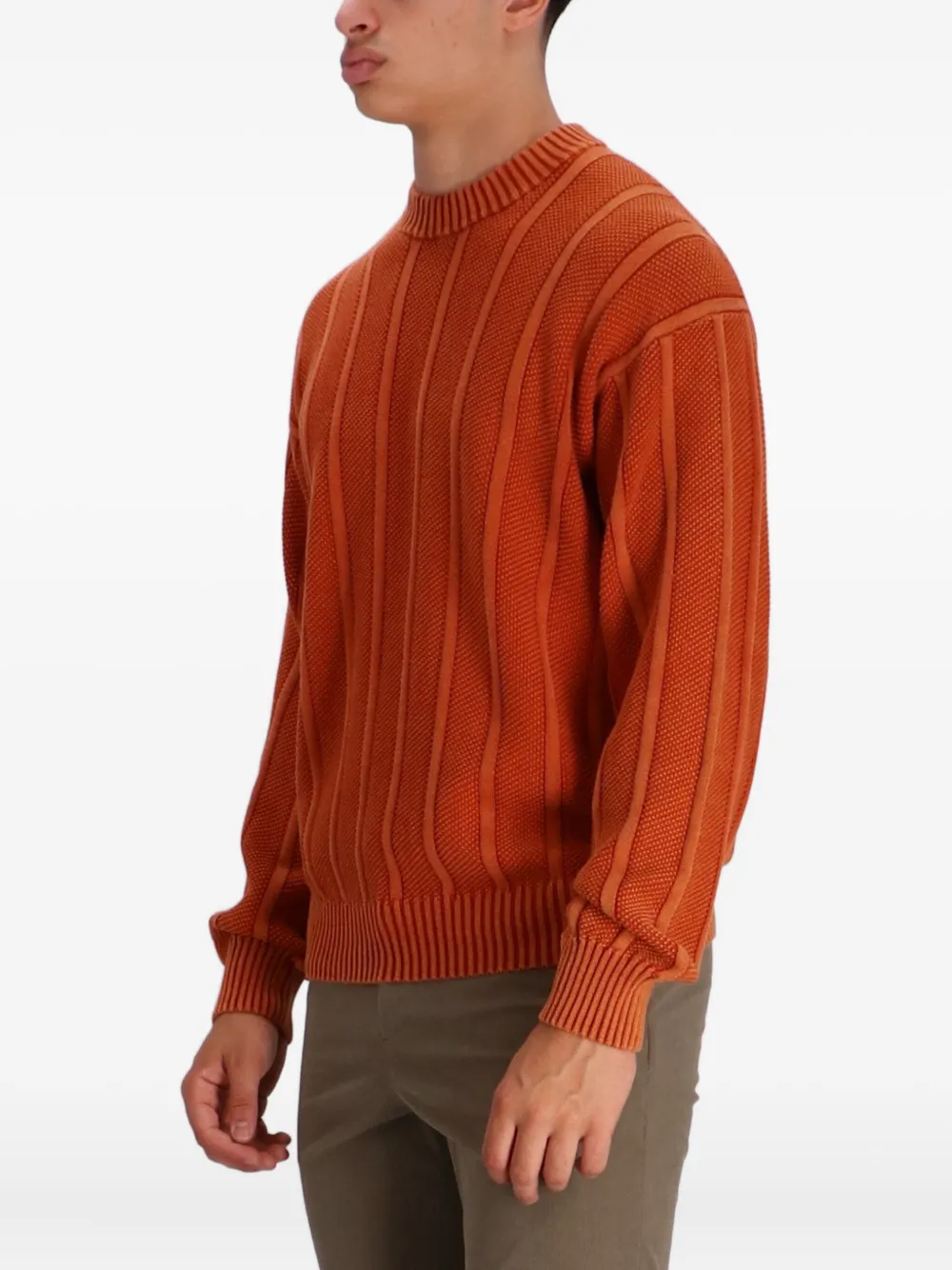 BOSS Geribbelde katoenen trui Oranje