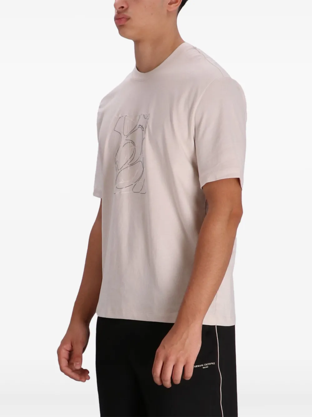 Armani Exchange T-shirt met grafische print Beige