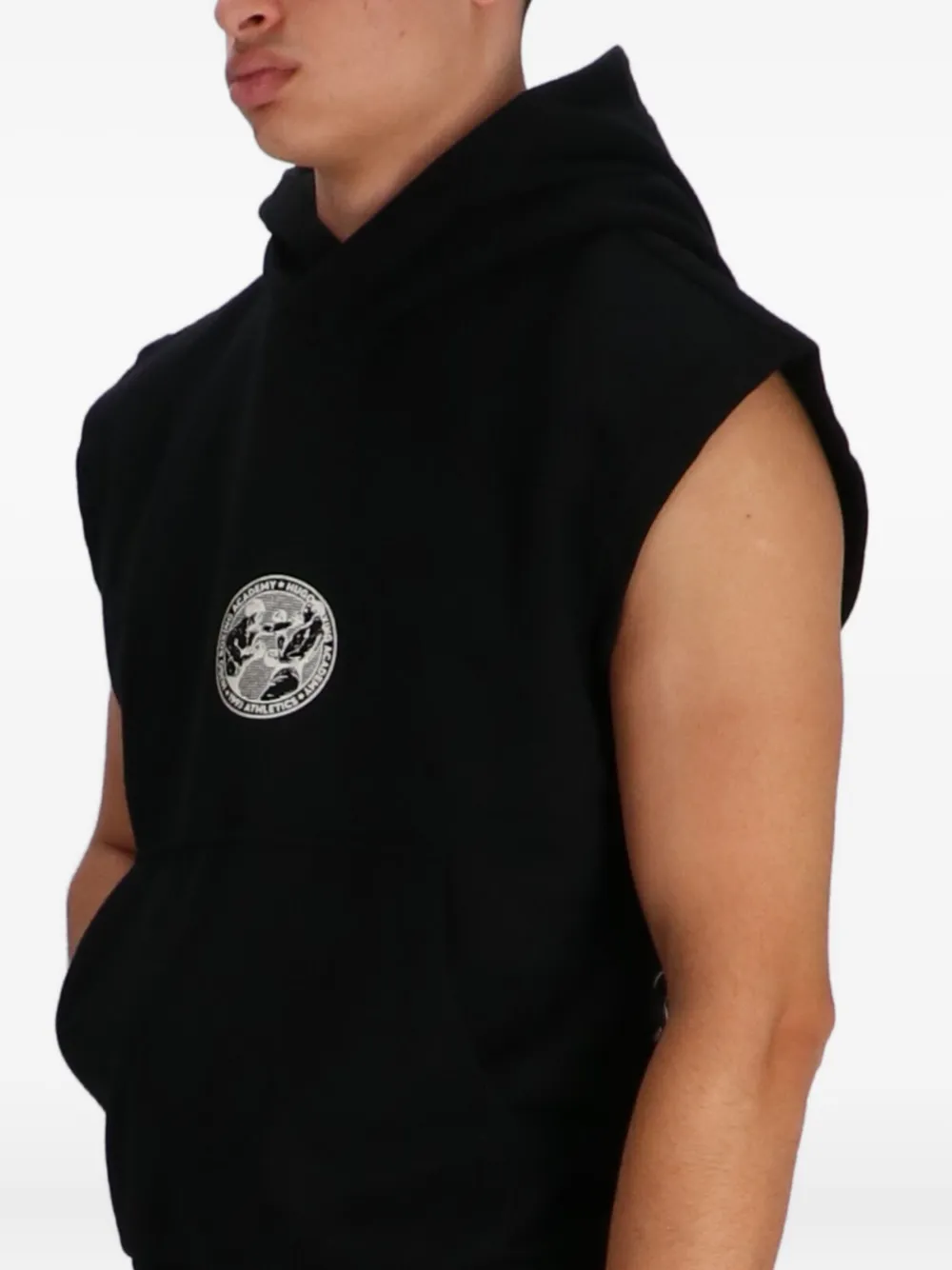 Hugo Boss Sleeveless Graphic Hoodie In Black