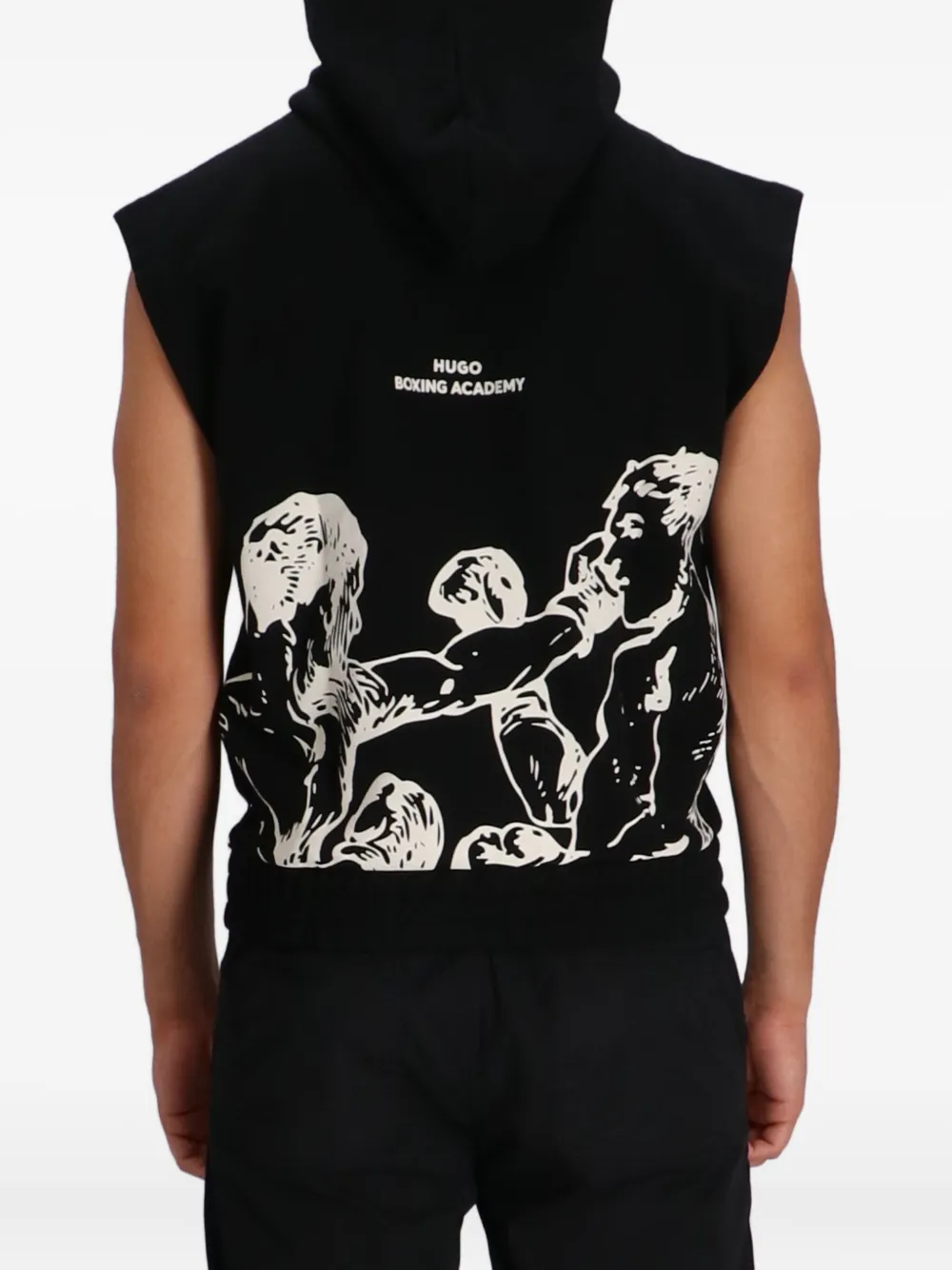 Hugo Boss Sleeveless Graphic Hoodie In Black