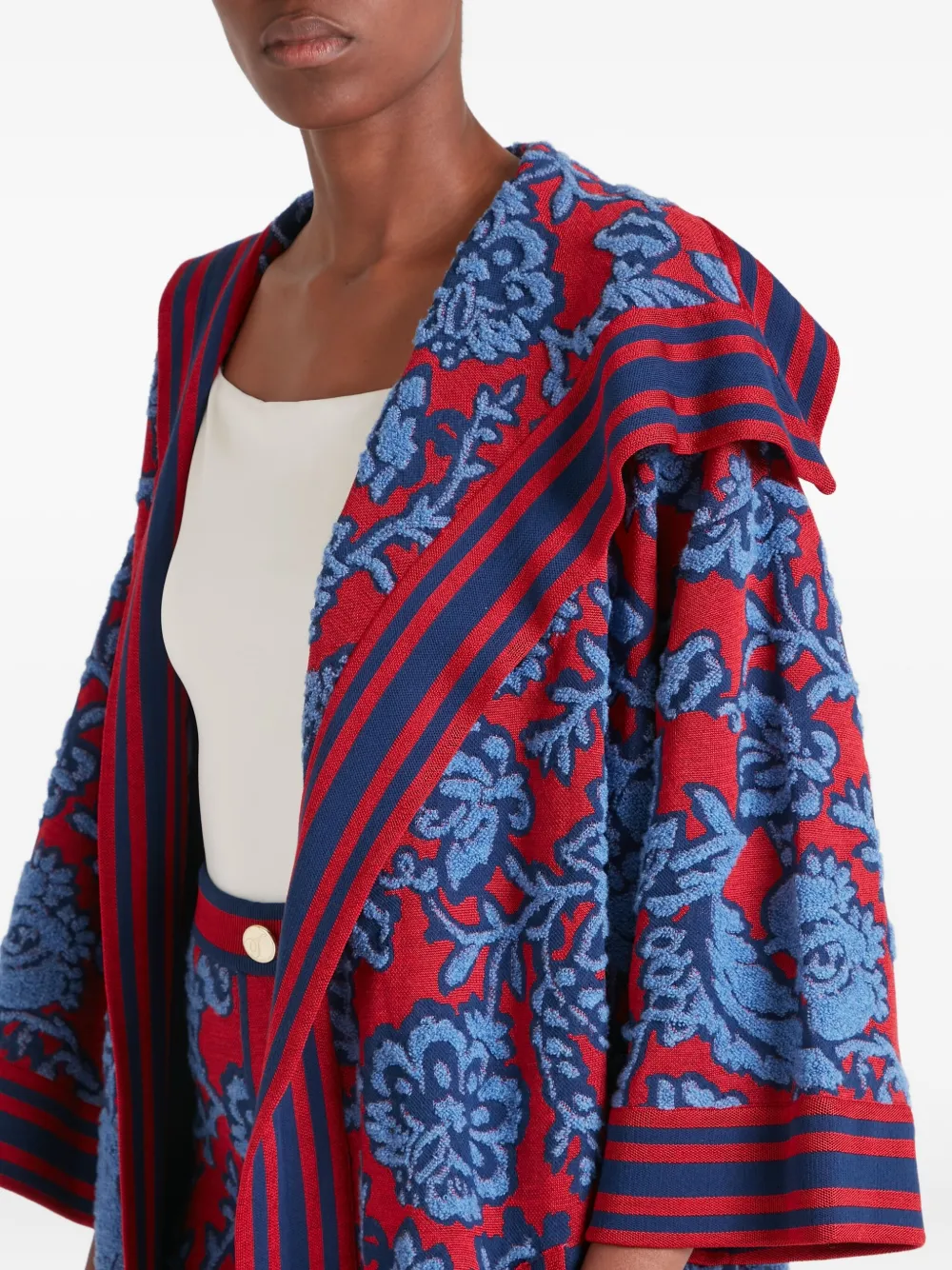 Temperley London Gestreiftes Francis Mantel Mit Blumenmuster In Multi