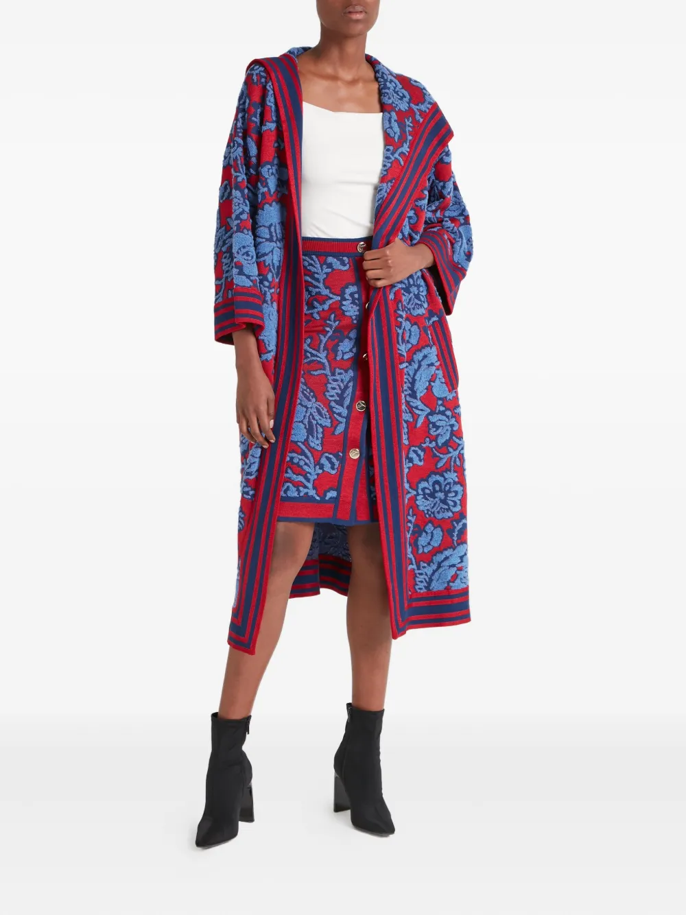 Temperley London Gestreiftes Francis Mantel Mit Blumenmuster In Multi