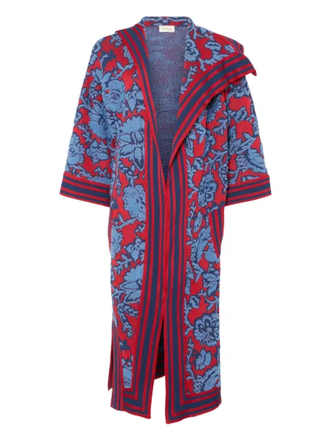 Temperley London Francis floral-pattern striped knit cape