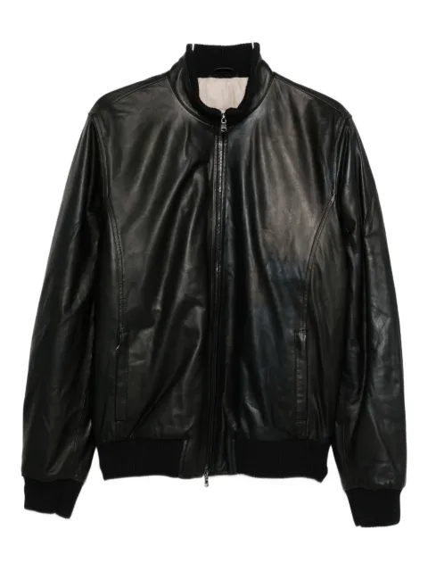 Barba zip-fastening leather jacket