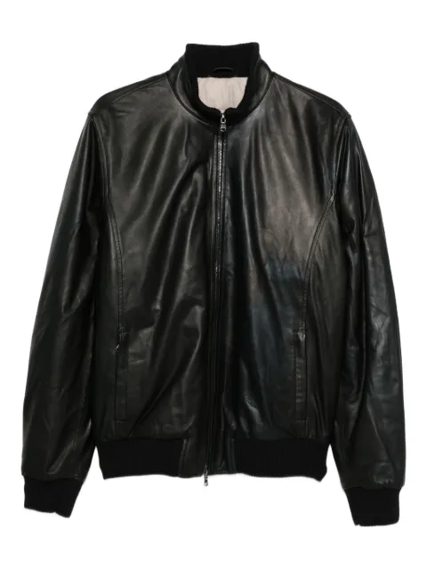 Barba zip-fastening leather jacket