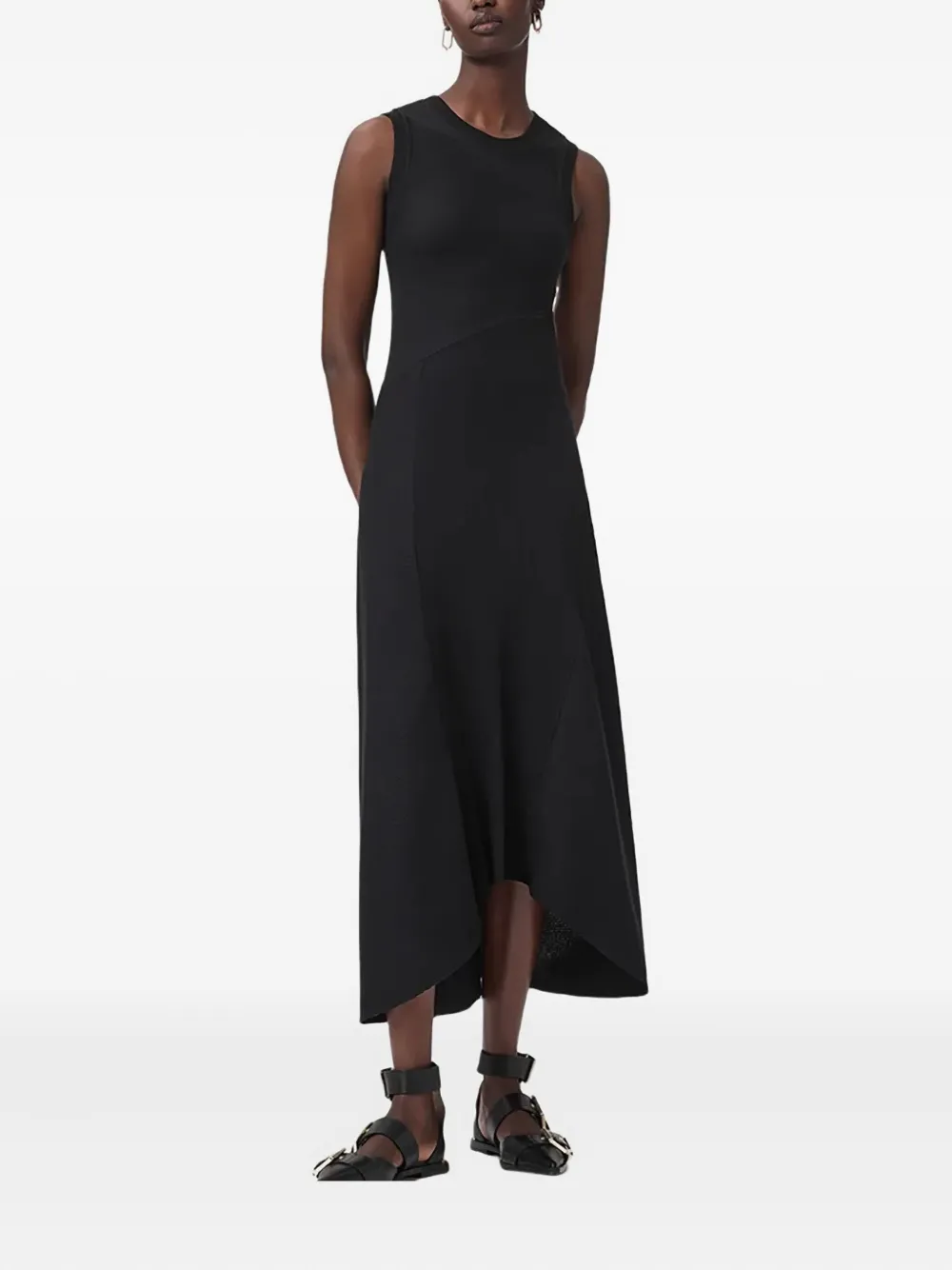 AllSaints Gia asymmetric midi dress | Black | Image 1