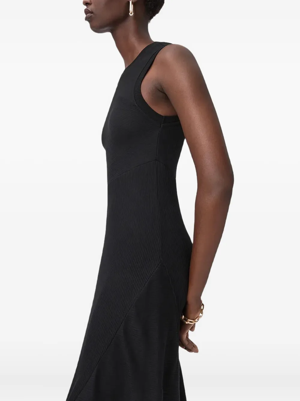 AllSaints Gia asymmetrische midi-jurk Zwart