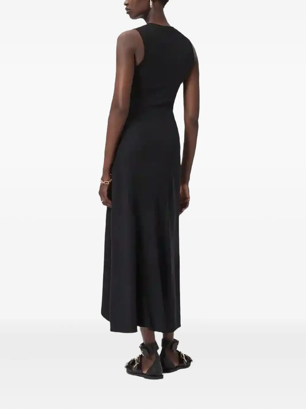 AllSaints Gia asymmetric midi dress - Zwart