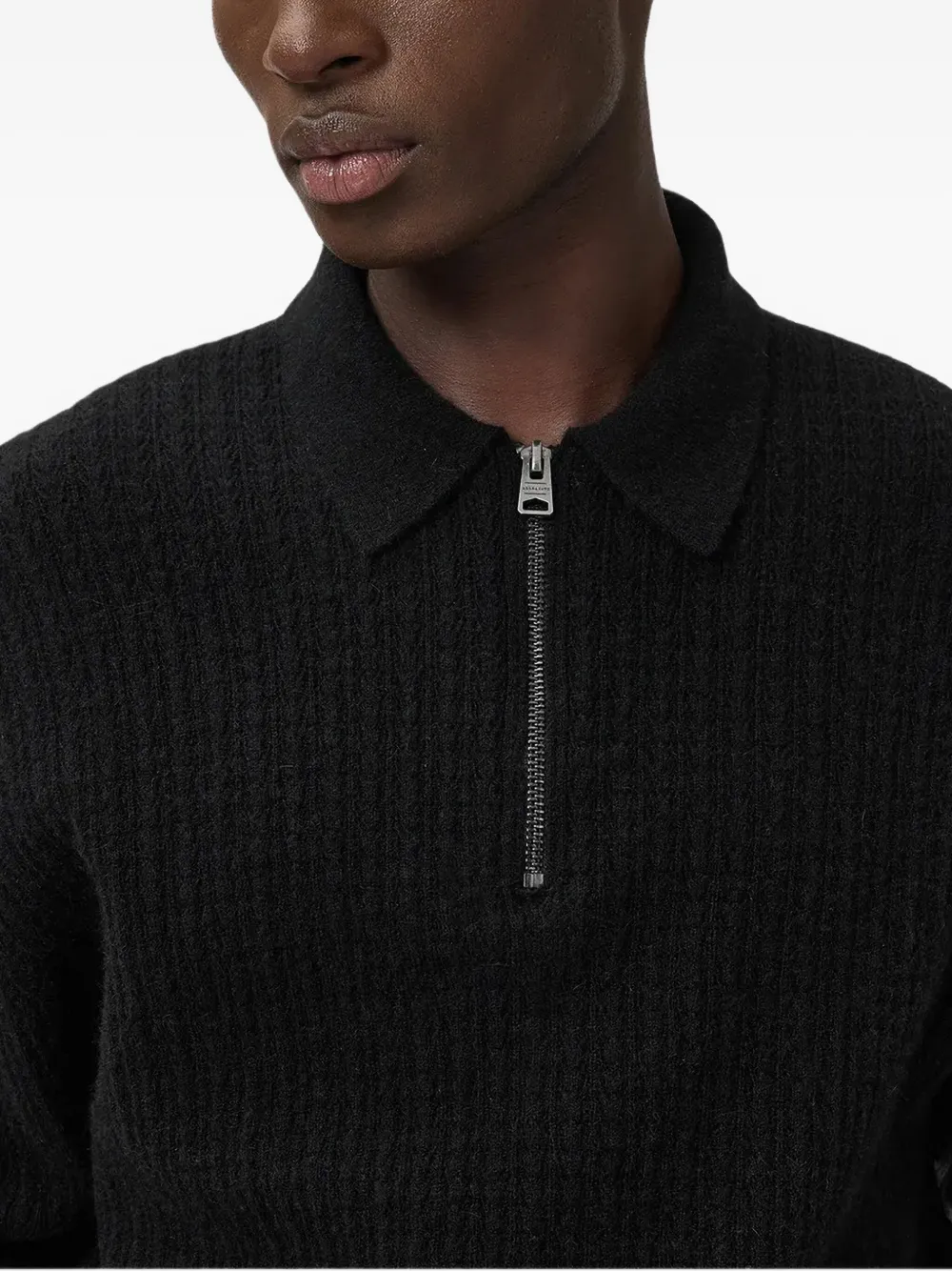 AllSaints Blazer met enkele rij knopen en franje Zwart