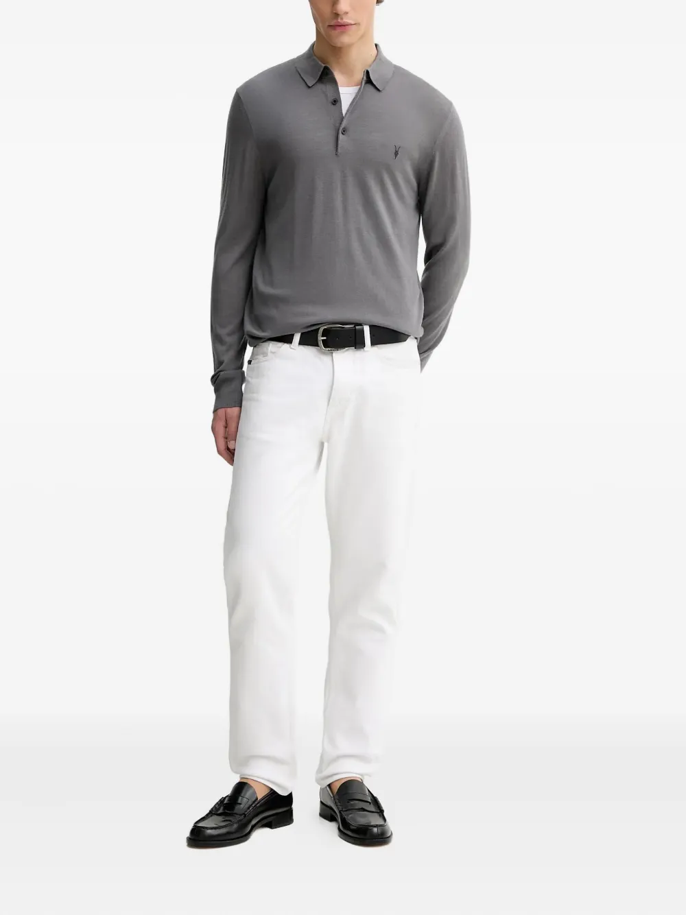 AllSaints Poloshirt met logo - Grijs