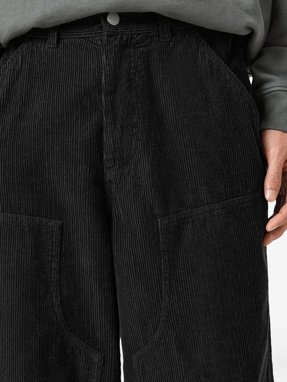 AllSaints Dustan broek met ribfluwelen textuur Zwart