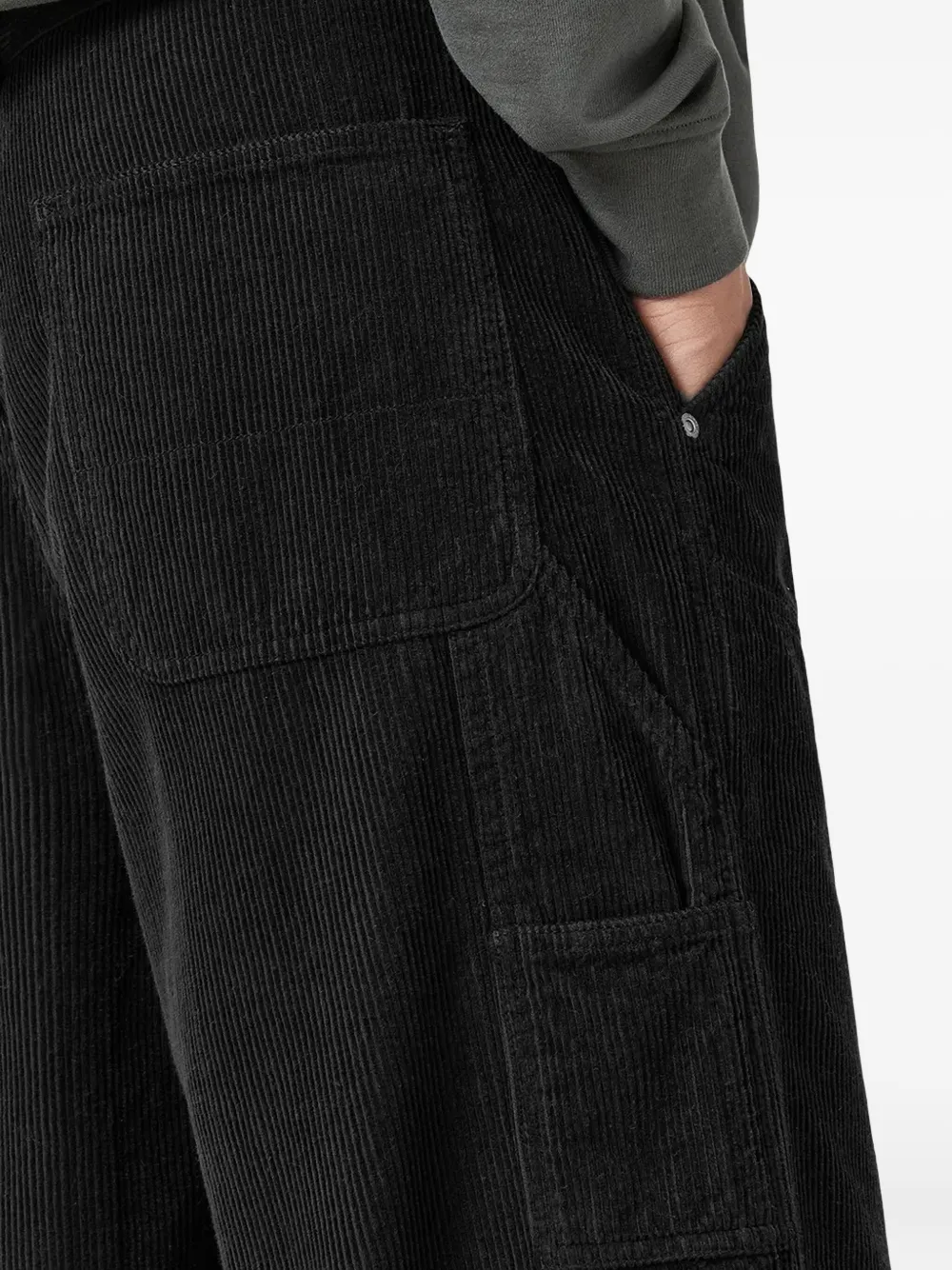 AllSaints Dustan broek met ribfluwelen textuur Zwart