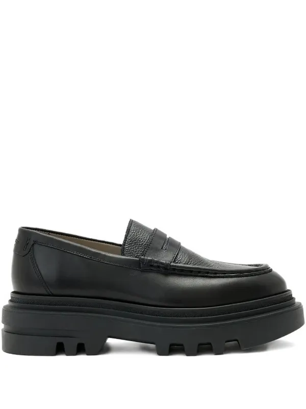 All Saints Black Leather Penny Loafers AllSaints Sam Penny Loafer (Men) | Nordstromrack main image 3