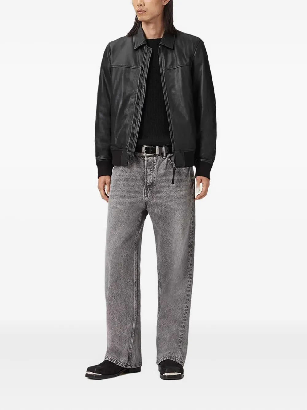 AllSaints Rashford leren jack Zwart