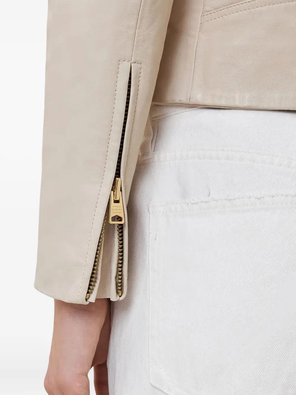 AllSaints Bikerjack met rits Beige