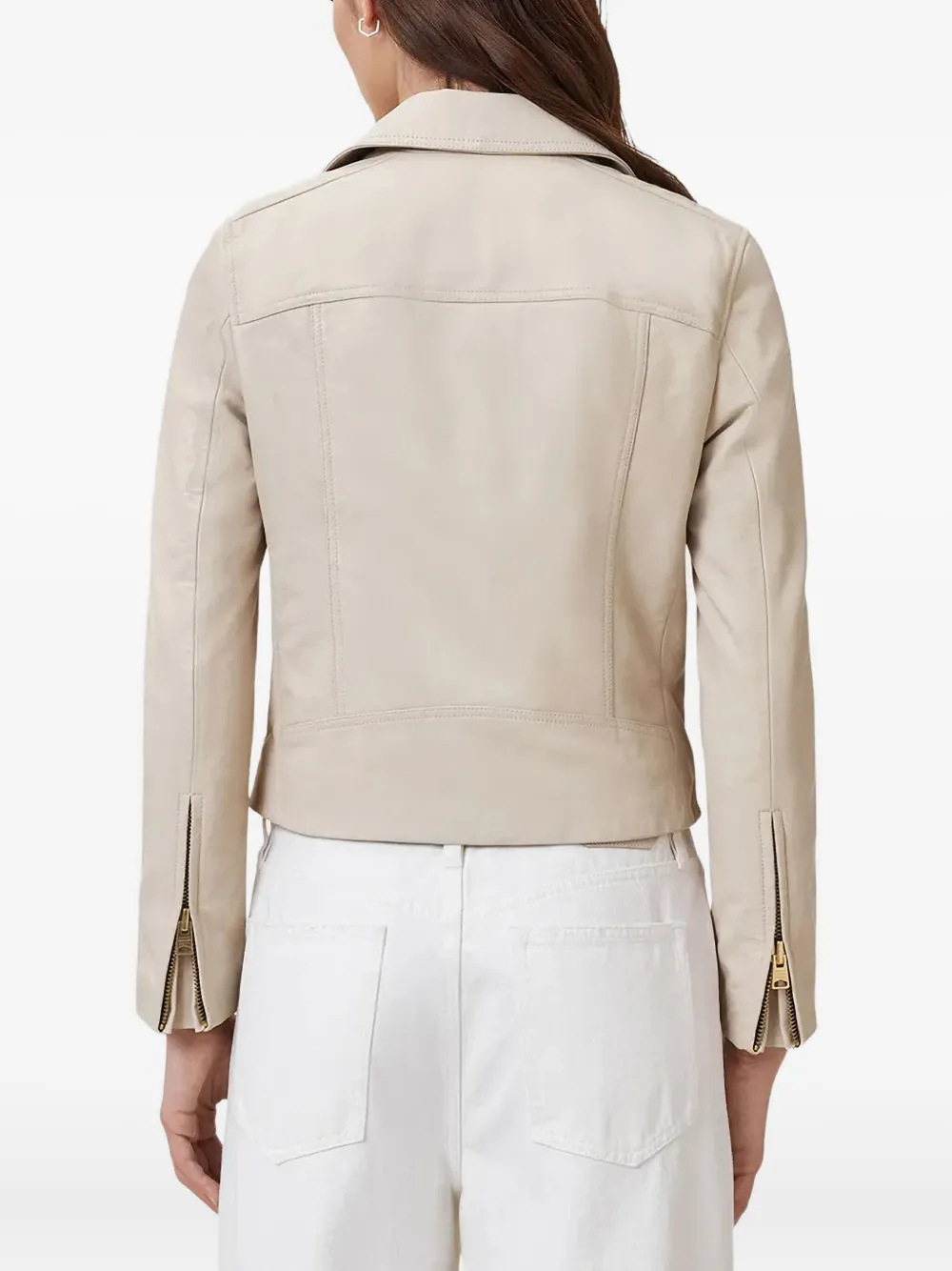 AllSaints Bikerjack met rits Beige