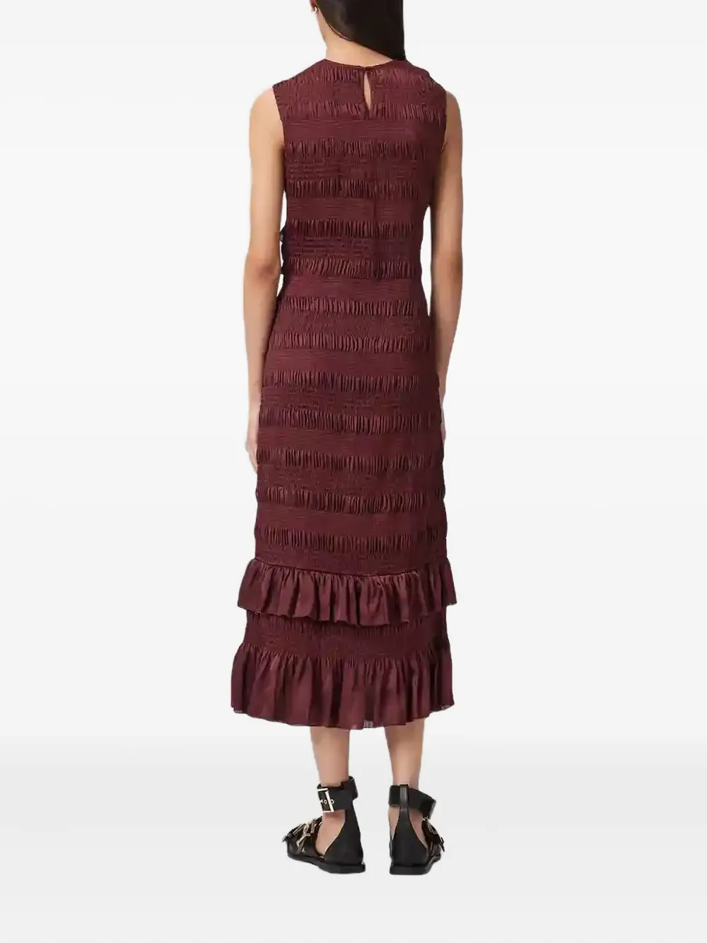 AllSaints Nyla ruffled midi dress - Rood
