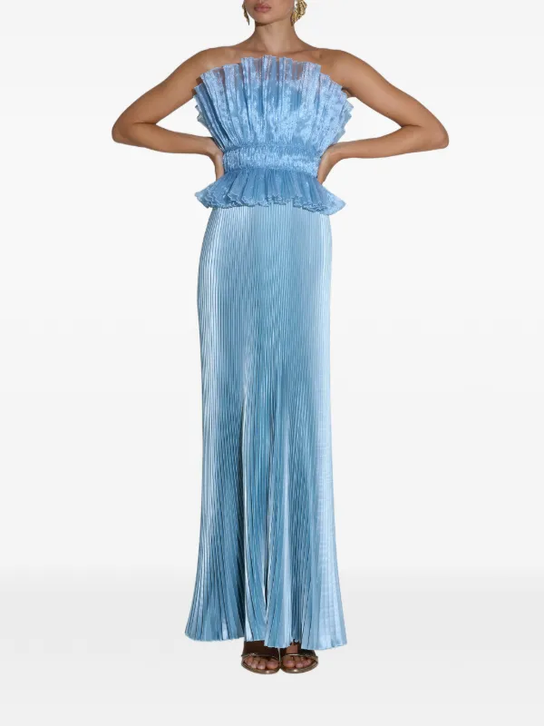 blue dress for prom Ladivine CB139 Size 8 Ocean Blue Sheer Corset Shimmer Mermaid Sequin Prom Dress Strapless Formal Gown