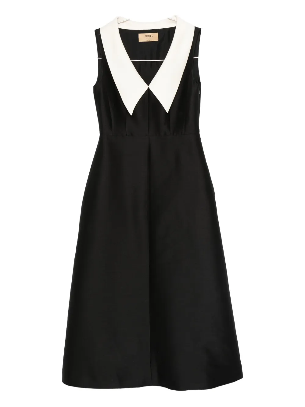 Curiel Contrast-collar Sleeveless Dress In Black