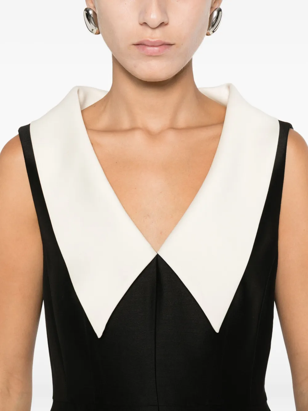 Curiel Contrast-collar Sleeveless Dress In Black