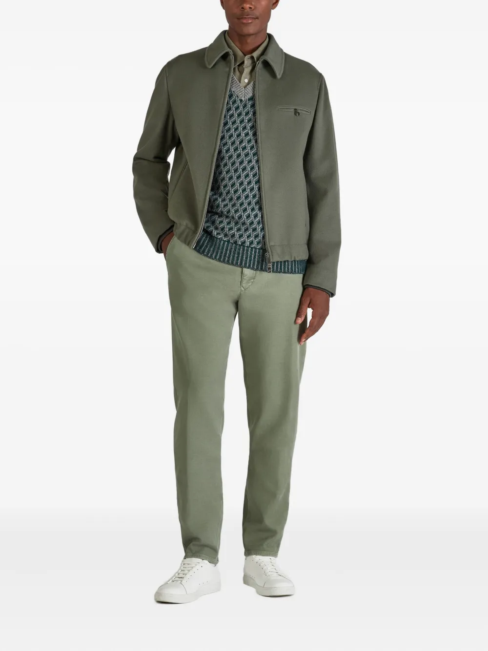 Incotex Broek met riemlussen - Groen