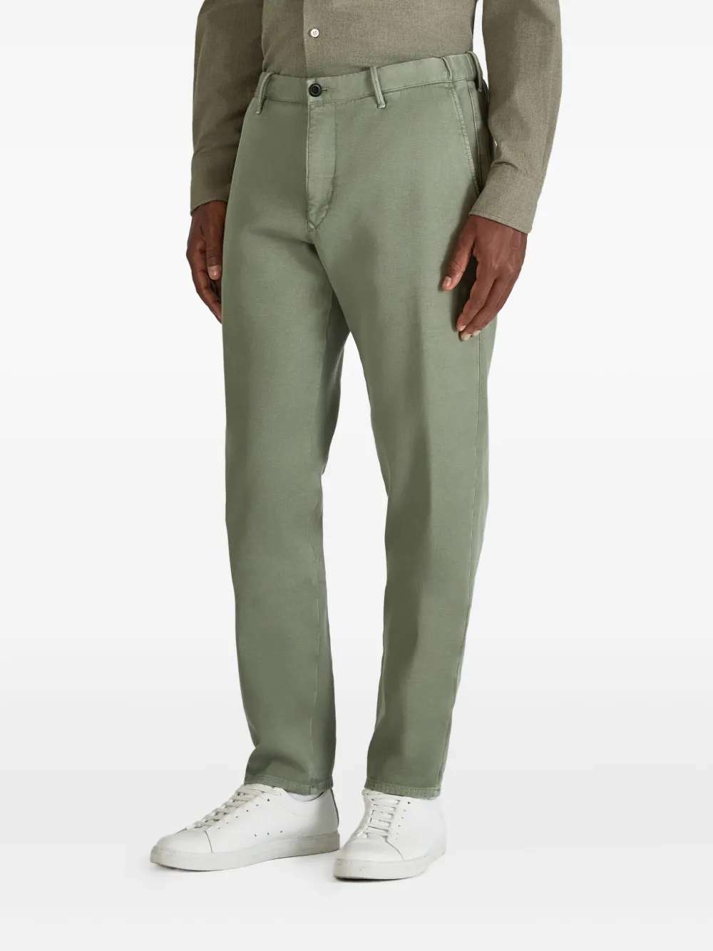 Incotex Broek met riemlussen Groen