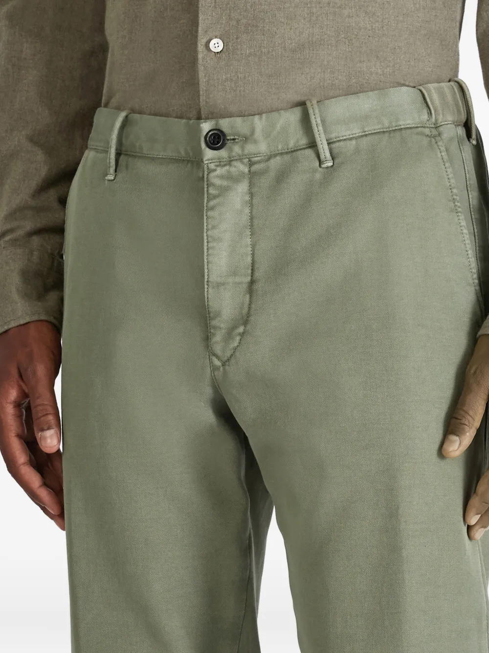 Incotex Broek met riemlussen Groen