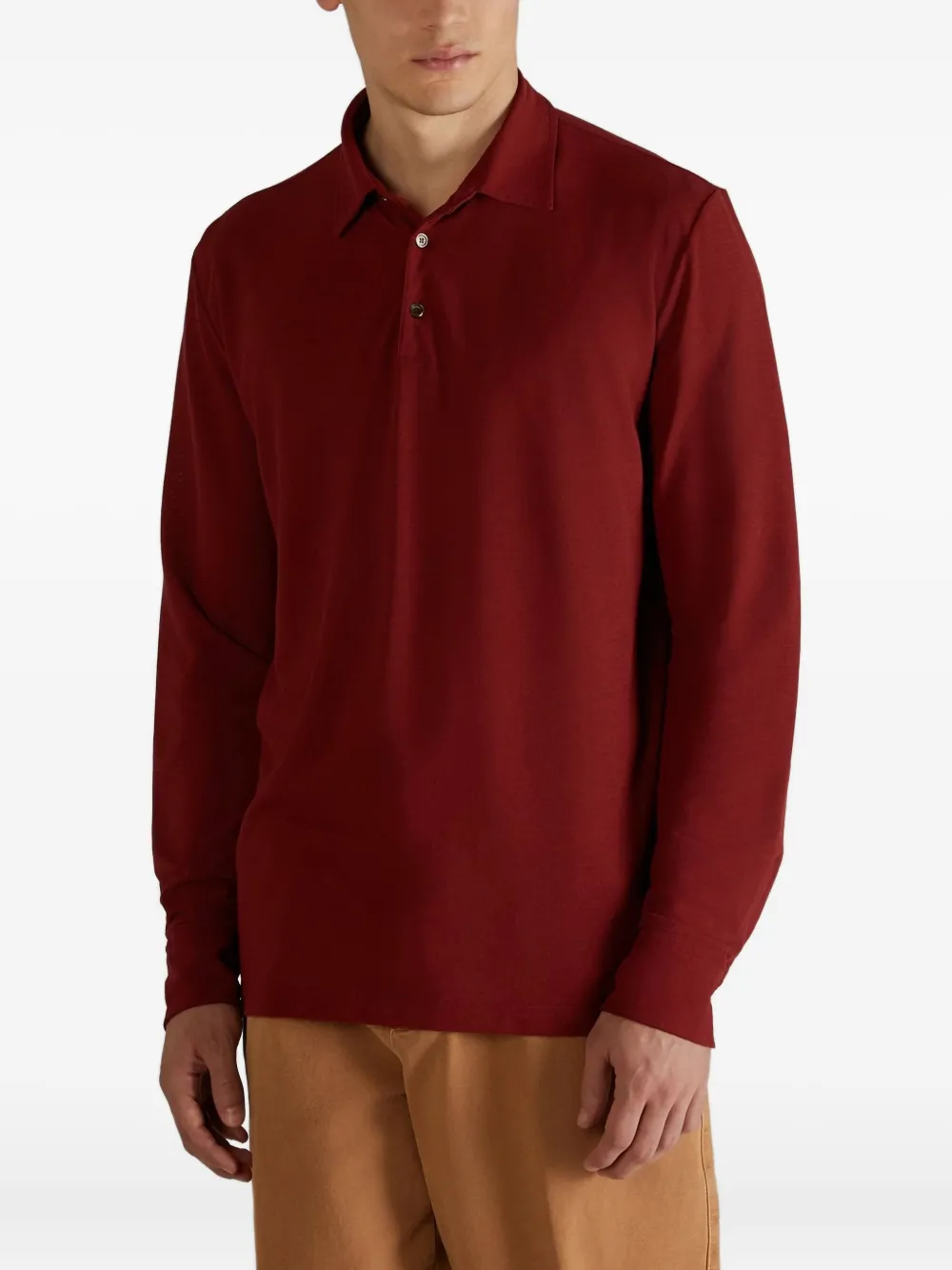 Zanone Poloshirt met lange mouwen Rood
