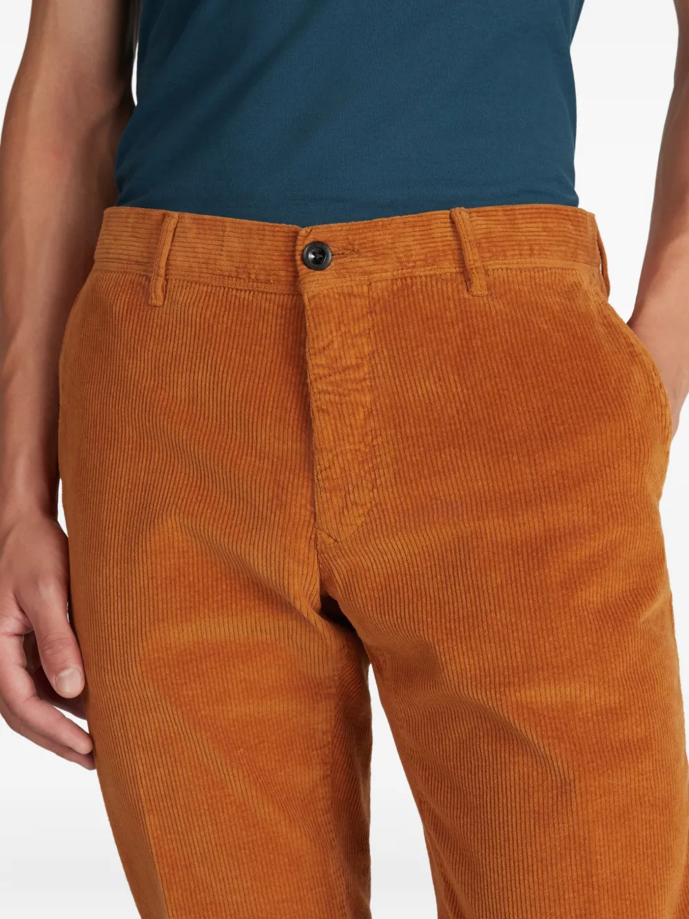 Incotex Ribfluwelen broek Oranje