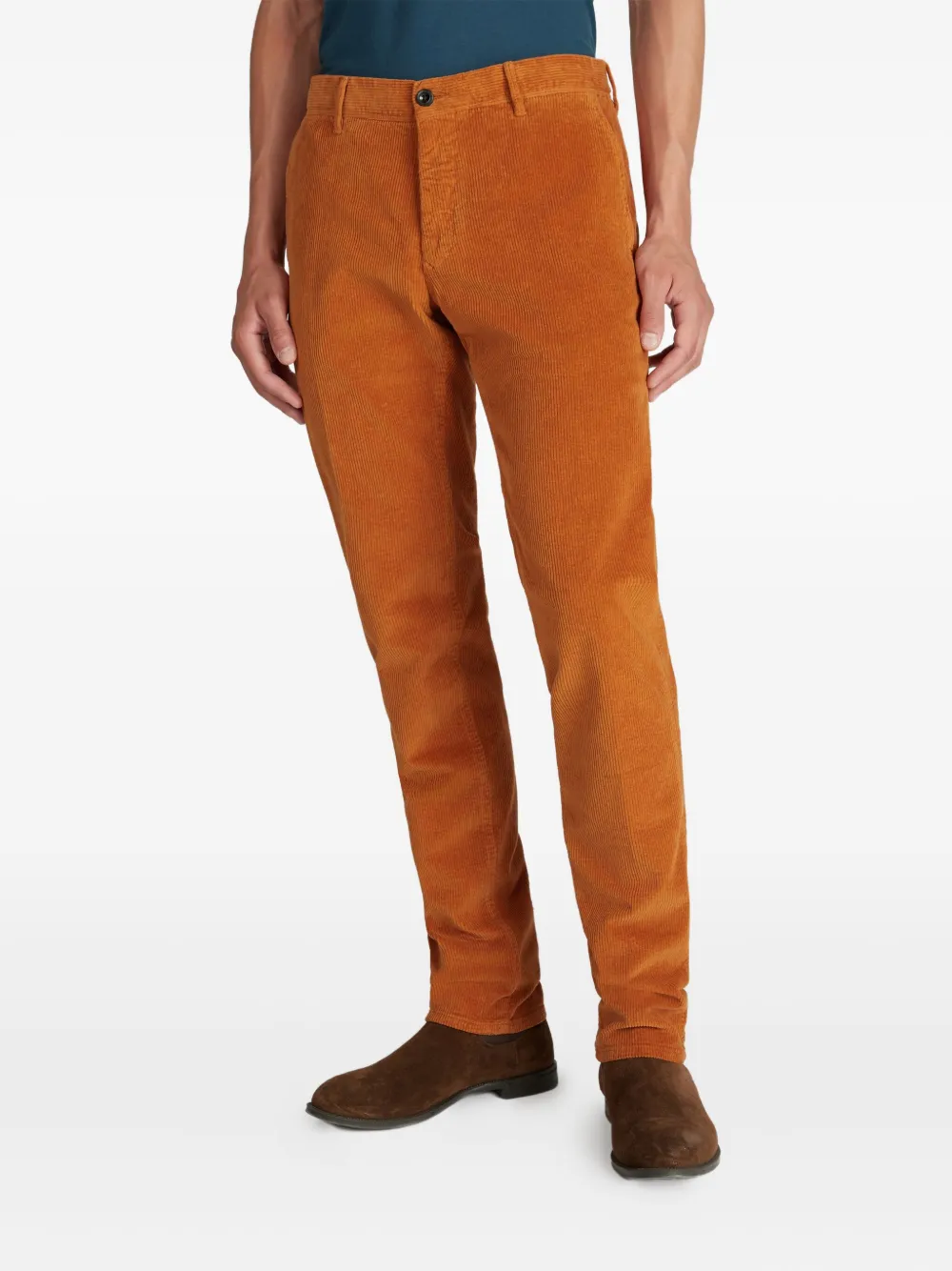 Incotex Ribfluwelen broek Oranje