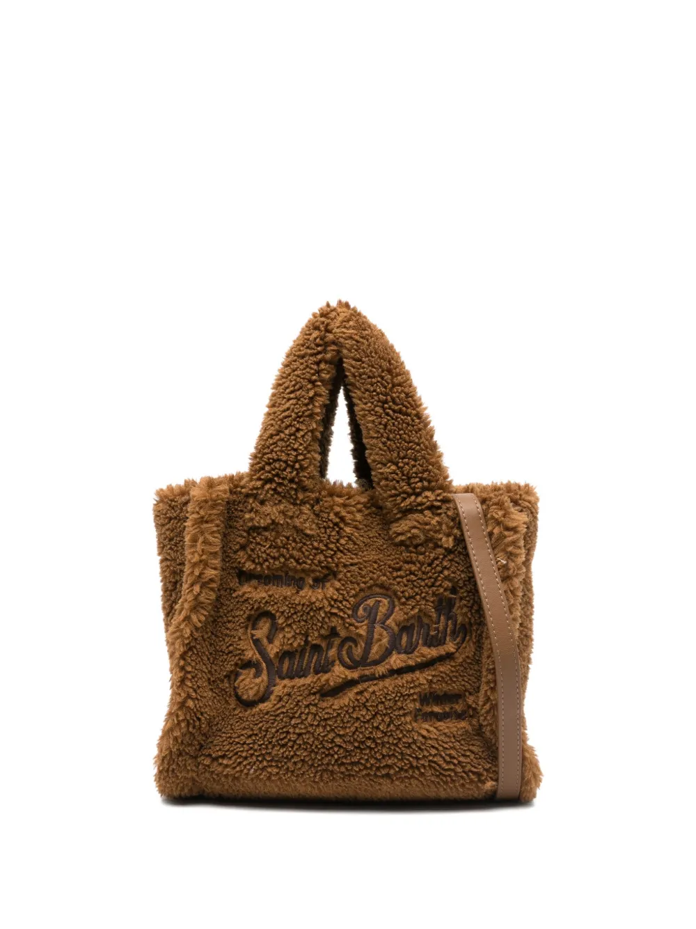 Mc2 Saint Barth Logo-embroidered Teddy Bag In Brown
