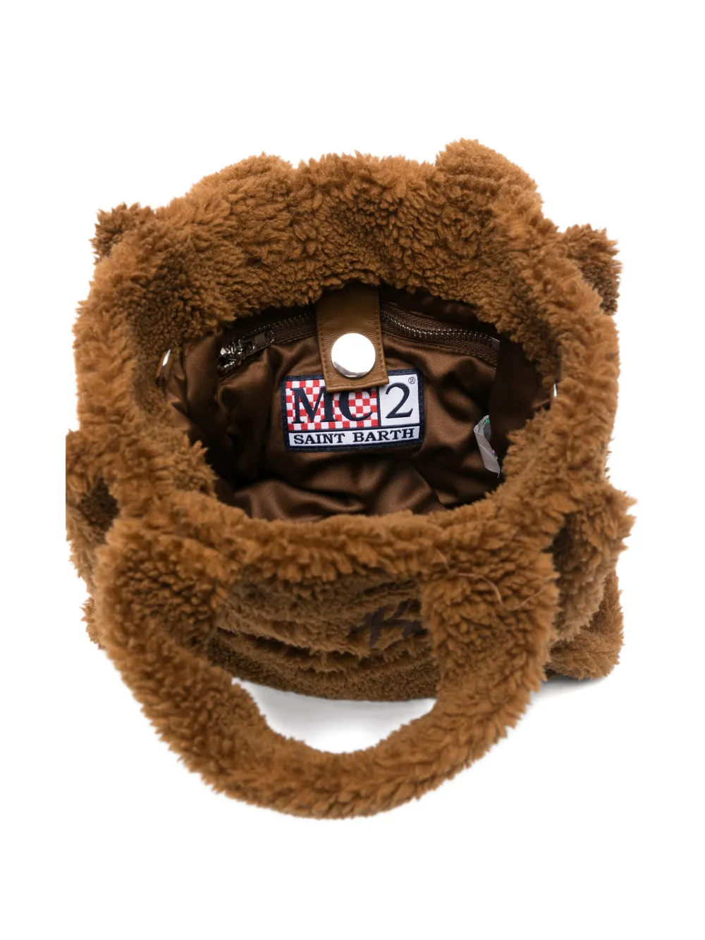 Mc2 Saint Barth Logo-embroidered Teddy Bag In Brown