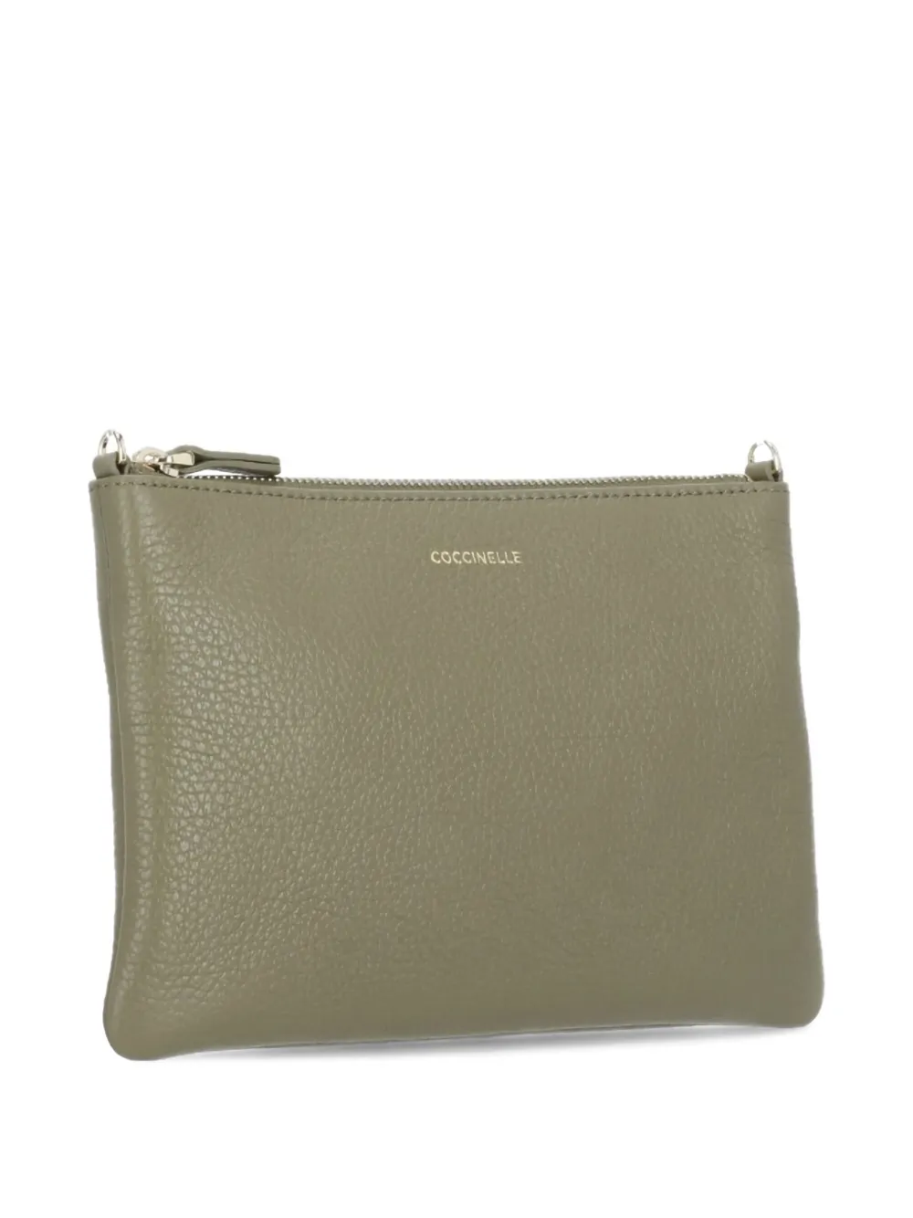 Coccinelle small pebble-leather logo clutch bag - Groen