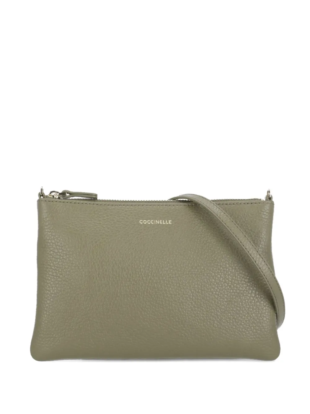 Coccinelle small pebble-leather logo clutch bag - Verde