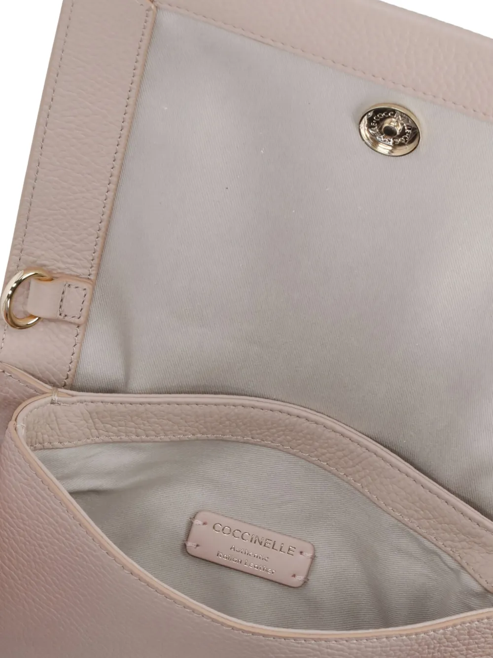 Coccinelle Small Pebbled-leather Shoulder Bag In Neutral