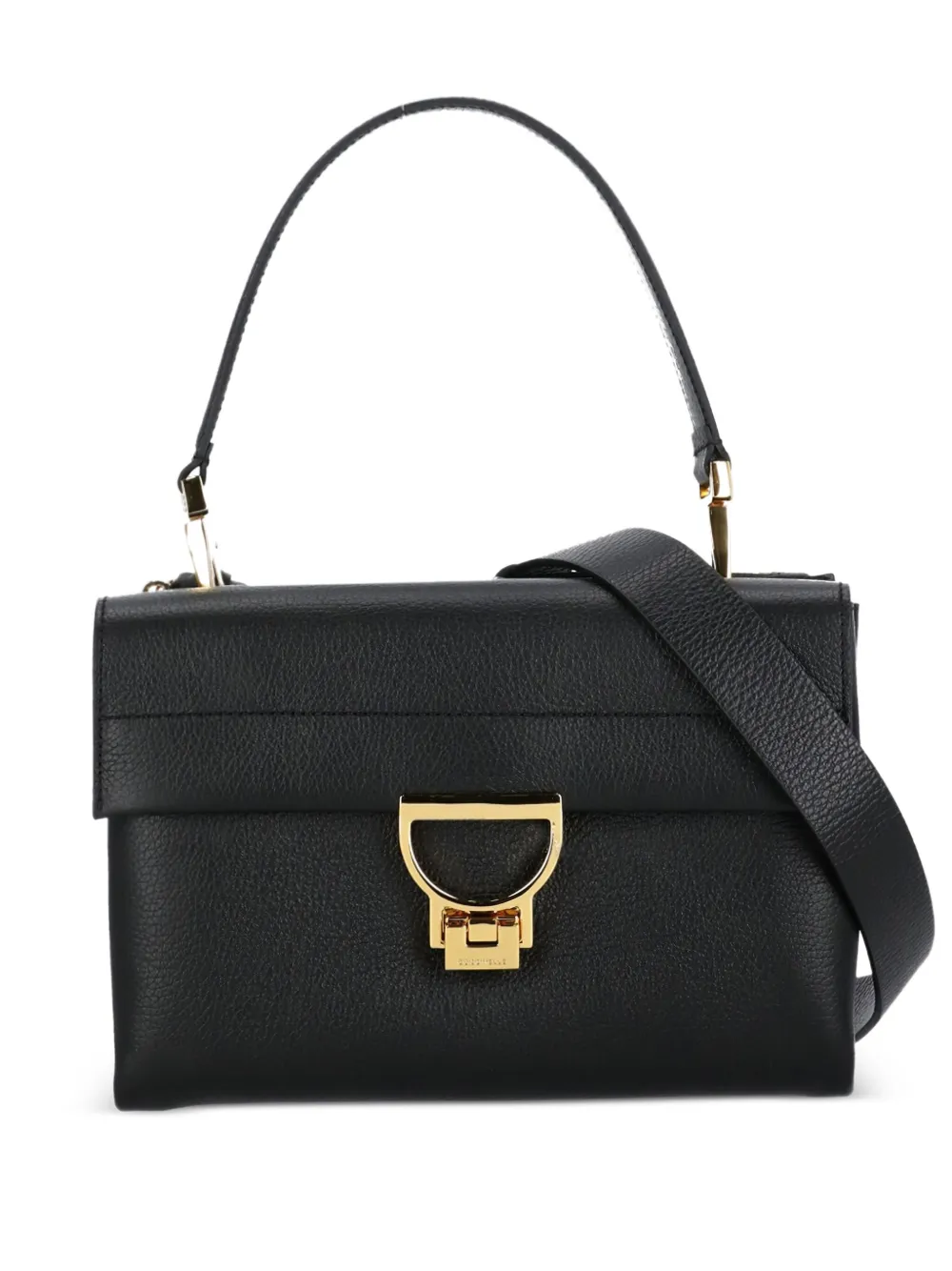 Coccinelle small flap-fastening leather tote bag - Black