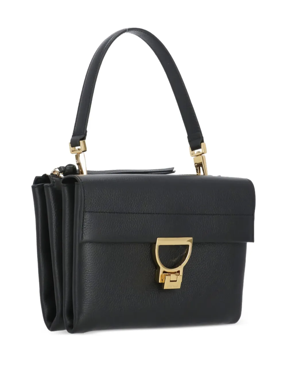 Coccinelle Kleine leren shopper met klepsluiting Zwart