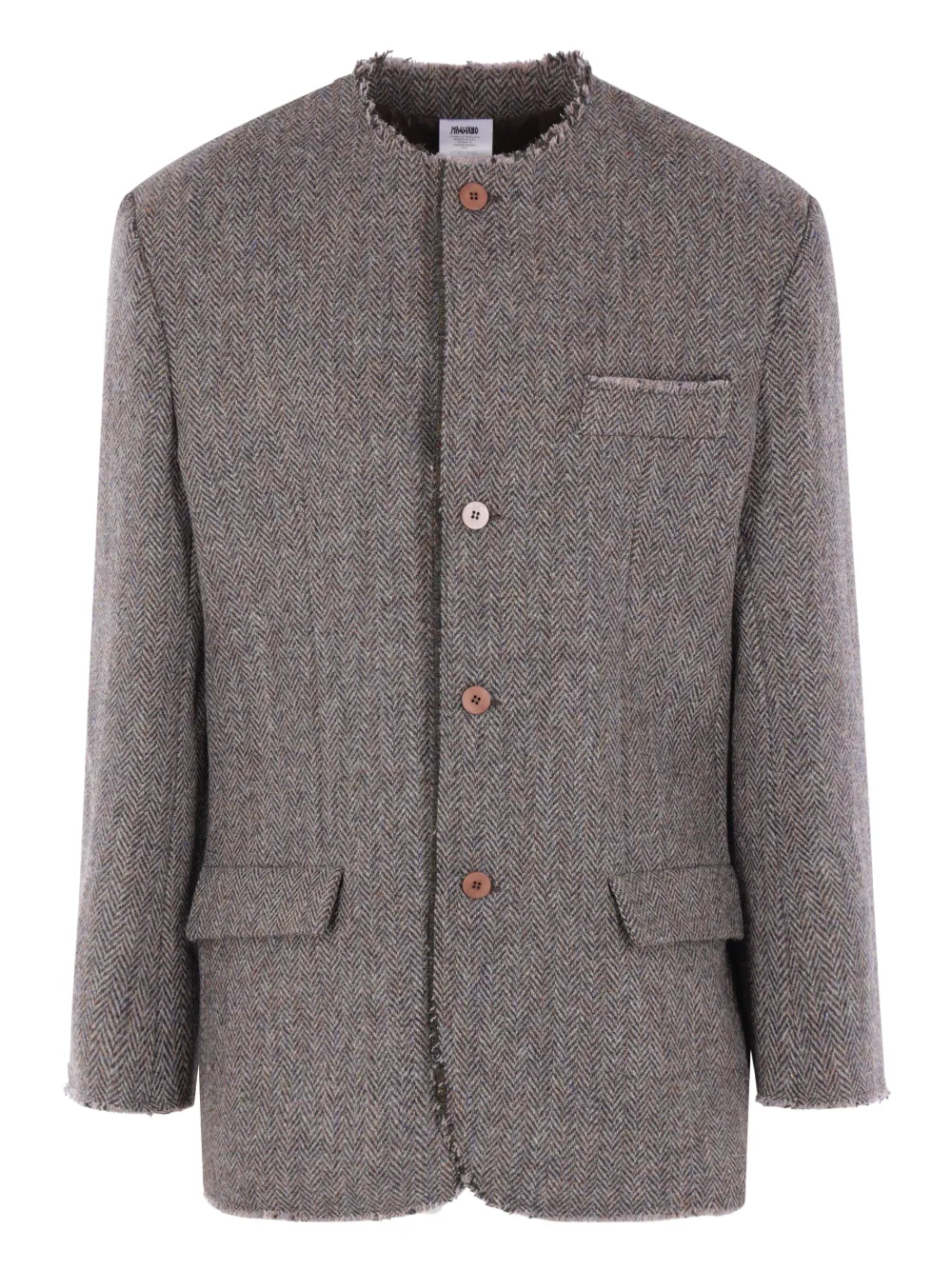 Magliano herringbone-pattern frayed jacket - Marrone