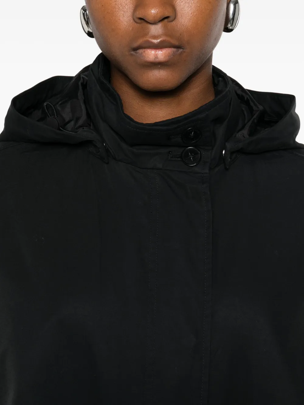 Closed Cotton And Nylon Parka Coat In Black