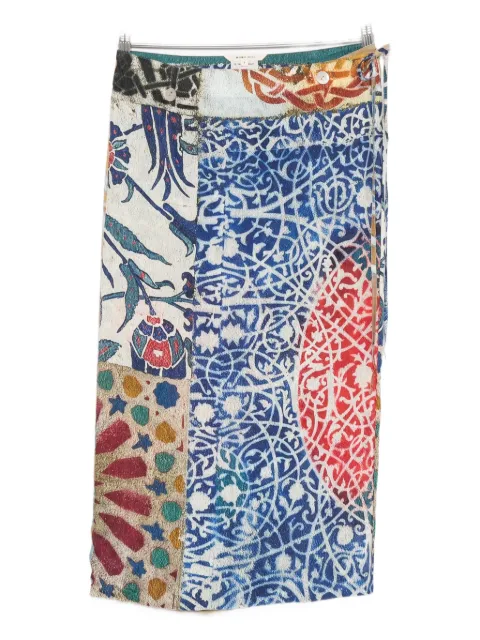 TALKING WALLS patchwork-print midi skirt